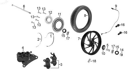 Diagrama Rueda delantera — Rin Del Negro para moto Hero HUNK 190 R XPULSE 200 T 2022-2024