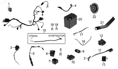 Diagrama Eléctrico para moto Hero XPULSE 200 T 2022 — refacciones compatibles