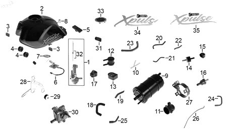Diagrama Tanque de combustible — Tanque Combustible Mate Dorado para moto Hero XPULSE 200 T 2023