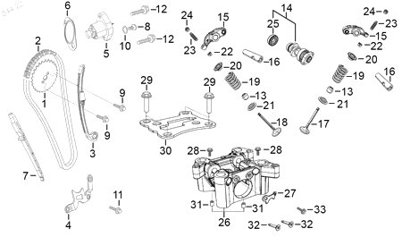 Diagrama Tren de Válvulas para moto Hero XPULSE 200 X 2023 — refacciones compatibles