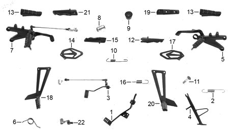 Diagrama Pedales y posapies ( f 11 ) — Rotula Pedal Cambios para moto Italika RT250 GPS 2026-2027