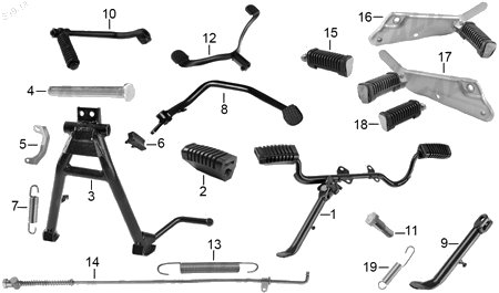 Diagrama Pedales y Posapiés Italika XT 110 2015