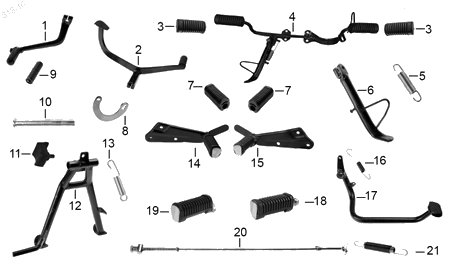 Diagrama Pedales y Posapiés Italika XT110RT 2017