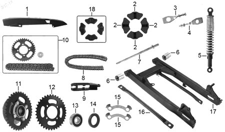 Diagrama Amortiguación Trasera y Suspensión Italika XT110RT 2017