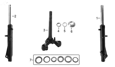 Diagrama Amortiguación Delantera y Dirección Italika XT125RT 2020
