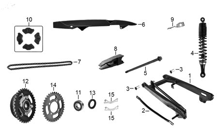 Diagrama Amortiguación Trasera y Suspensión Italika XT125RT 2020
