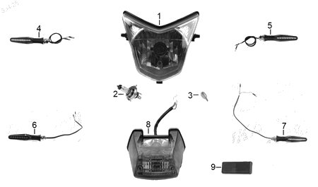 Diagrama Luces para moto Italika DM150 GPS 2027 — refacciones compatibles