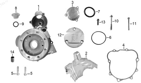 Diagrama Cubierta Izquierda Cárter para moto Italika DM250 2022 — refacciones compatibles