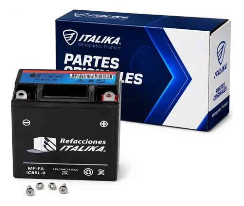 Bateria Italika Mf-fa ICB5L-B para moto Italika AT110RT CON LED AT125 AT125RT 2015-2027 — refacción original F06010051