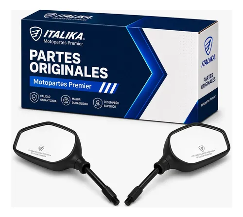 Juego Espejos Con Logo Y Leyenda para moto Italika AT110RT CON LED FT250 TS FT200 TS 2015-2027 — refacción original F10010198