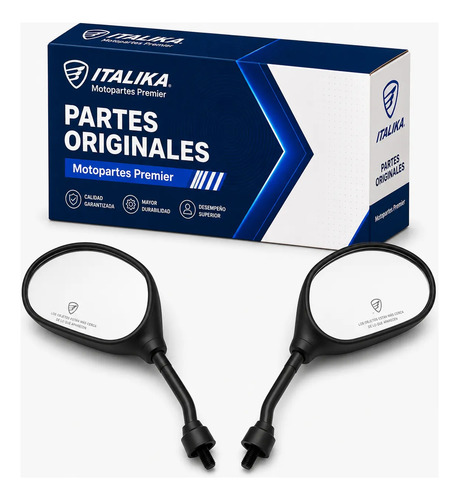 Juego Espejos Con Logo Y Leyenda para moto Italika D125 WS150 SPORT W150 2015-2027 — refacción original F10010199