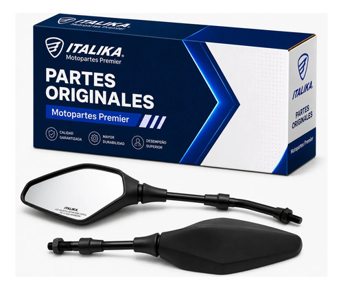 Juego Espejos Italika Con Logo Y Leyenda para moto Italika 150SZ 170Z 250Z 2015-2019 — refacción original F10010201