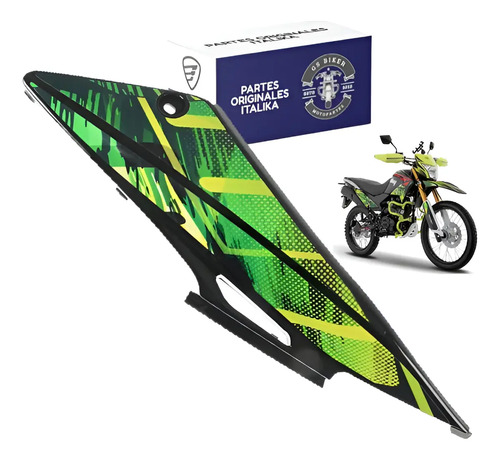 Cubierta Tras Der Negro Verde para moto Italika DM250 DM250 GPS 2025-2027 — refacción original F13013167
